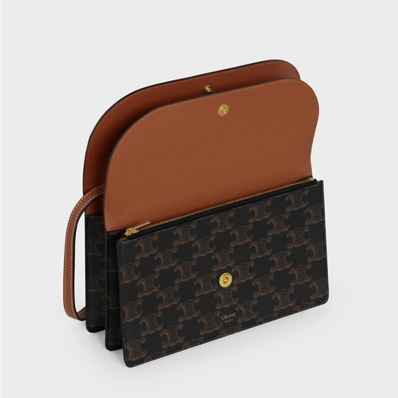 Celine WALLET ON STRAP IN TRIOMPHE CANVAS AND SMOOTH LAMBSKIN - Picture 9 of 10